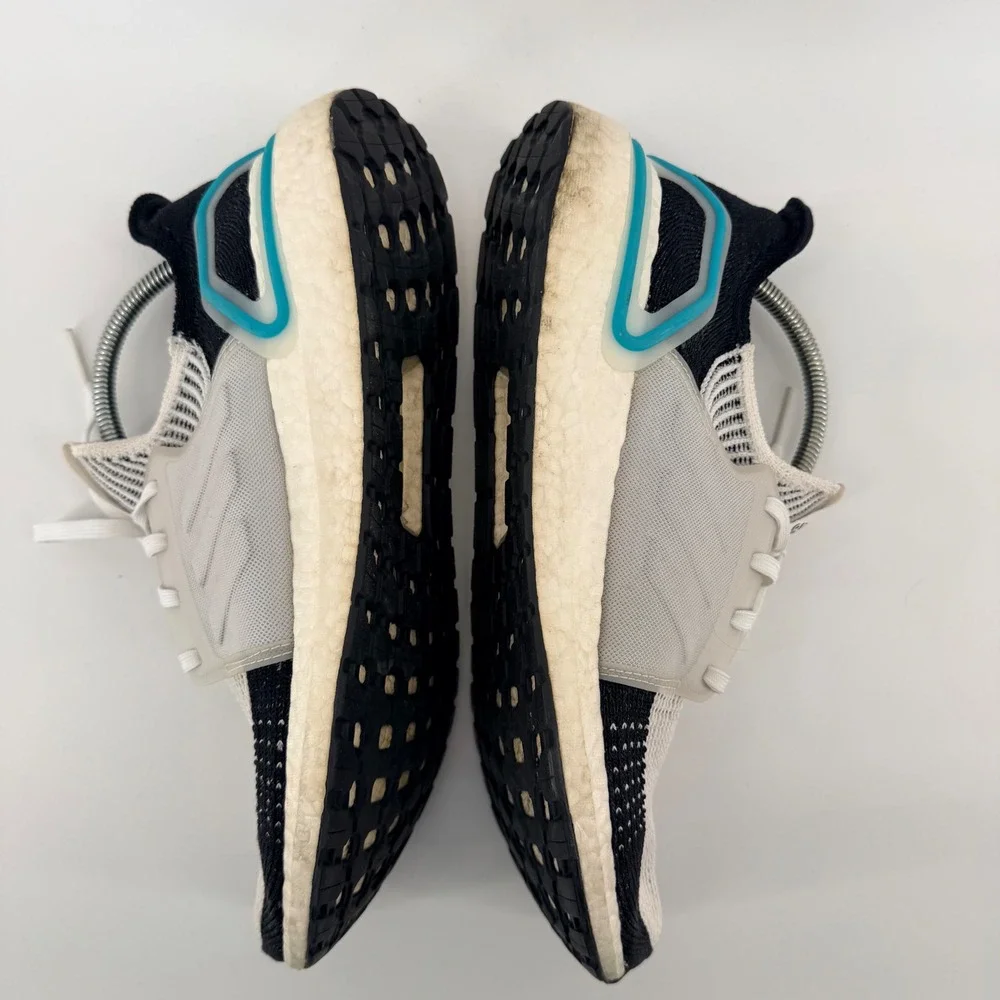 Adidas Ultraboost 19 Running Shoes White Black‎ Blue Primeknit G54012 Mens 12